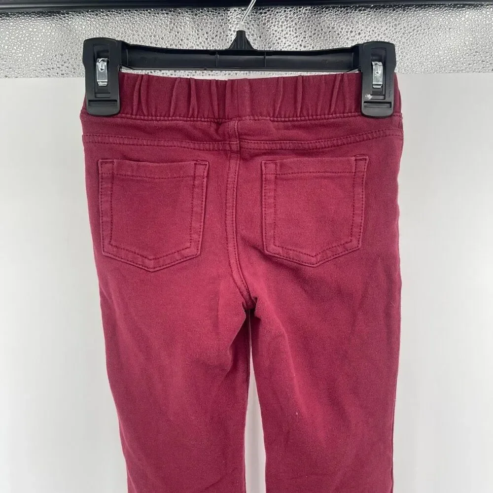 Cat & Jack Girls Burgundy Pull On Jegging Leggings Size 5T Stretch Faux Pockets